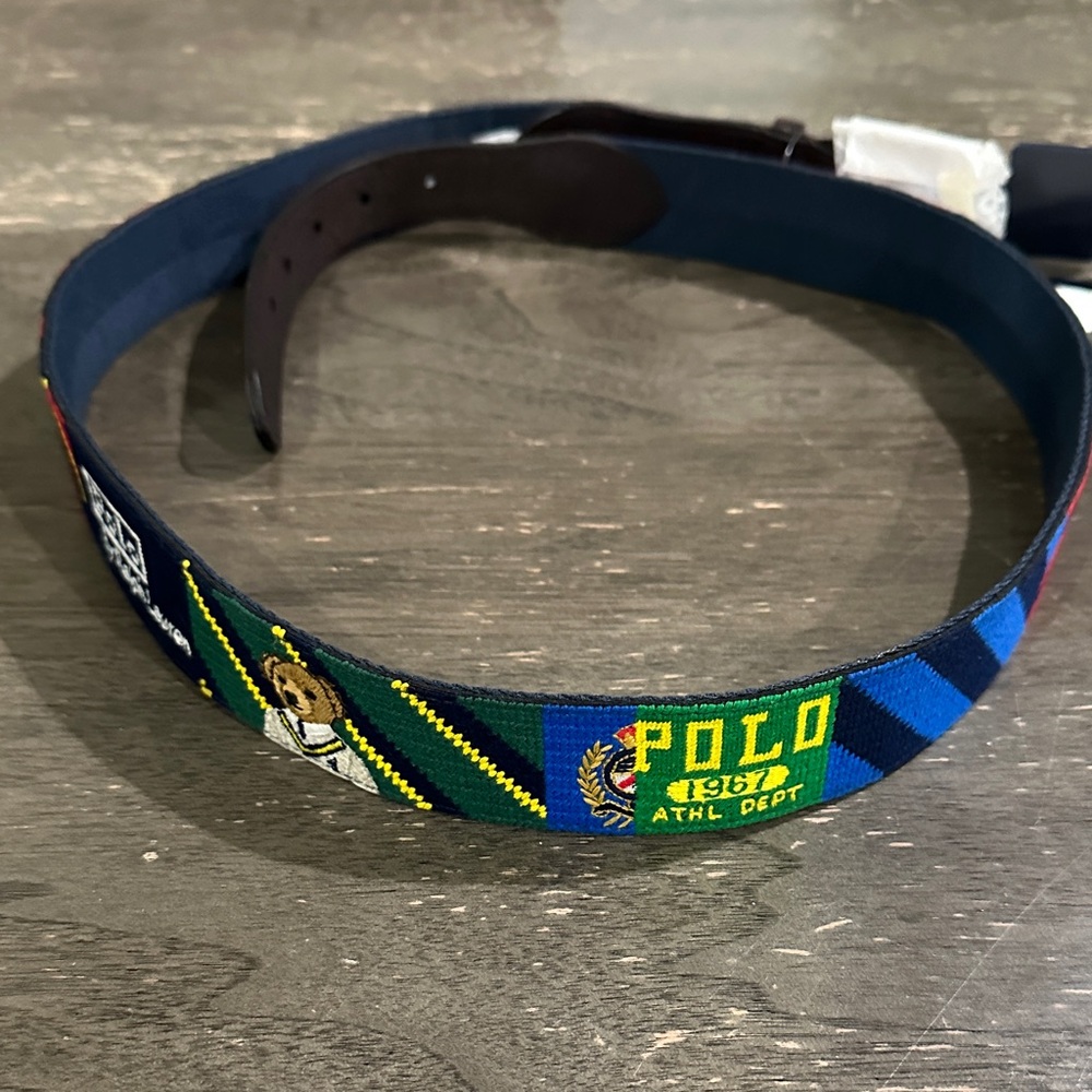 Polo by Ralph Lauren Men's Blue and Green Belt